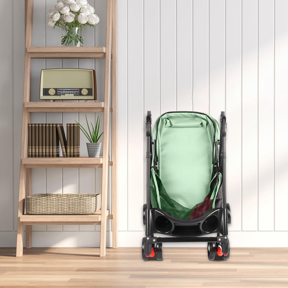 Buggy plegable para mascotas 3 en 1 - Capacidad de carga hasta 20 kg - de acero y EVA - con bolsa de transporte desmontable - Buggy carrito para animales pequeños hasta 20 kg - 50 x 70 x 95 cm (Verde