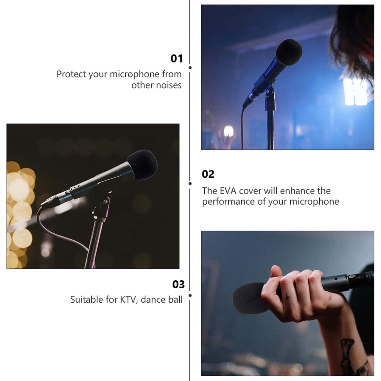 Abaodam Bonnette de Micro en Eva Noir Matériau Respirant Ensemble de 9 Housse de Microphone Anti-bruit et Anti-poussière pour Performance Scénique et Karaoké