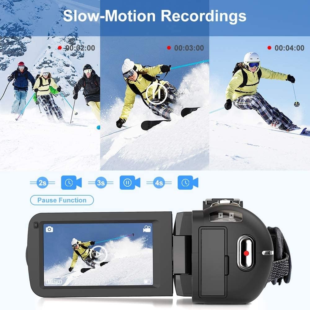Videocamere Digitali For Visione Notturna For Lo Streaming Live Webcam Fotografia WIFI Remote 4K Vlog Camcorder Registratore A Infrarossi Cattura Facilmente Momenti Meravigliosi(No SD Card,Red)