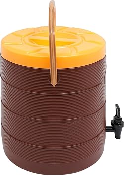 25L/6.6gal Insulated Beverage Dispenser, Ice and Hot Drink Dispenser with Stainless Steel Interior and Spigot, Insulated Cooler Jug for Parties, Outdoor Picnics, Travels, Cafes Brown, 25L/6.6gal