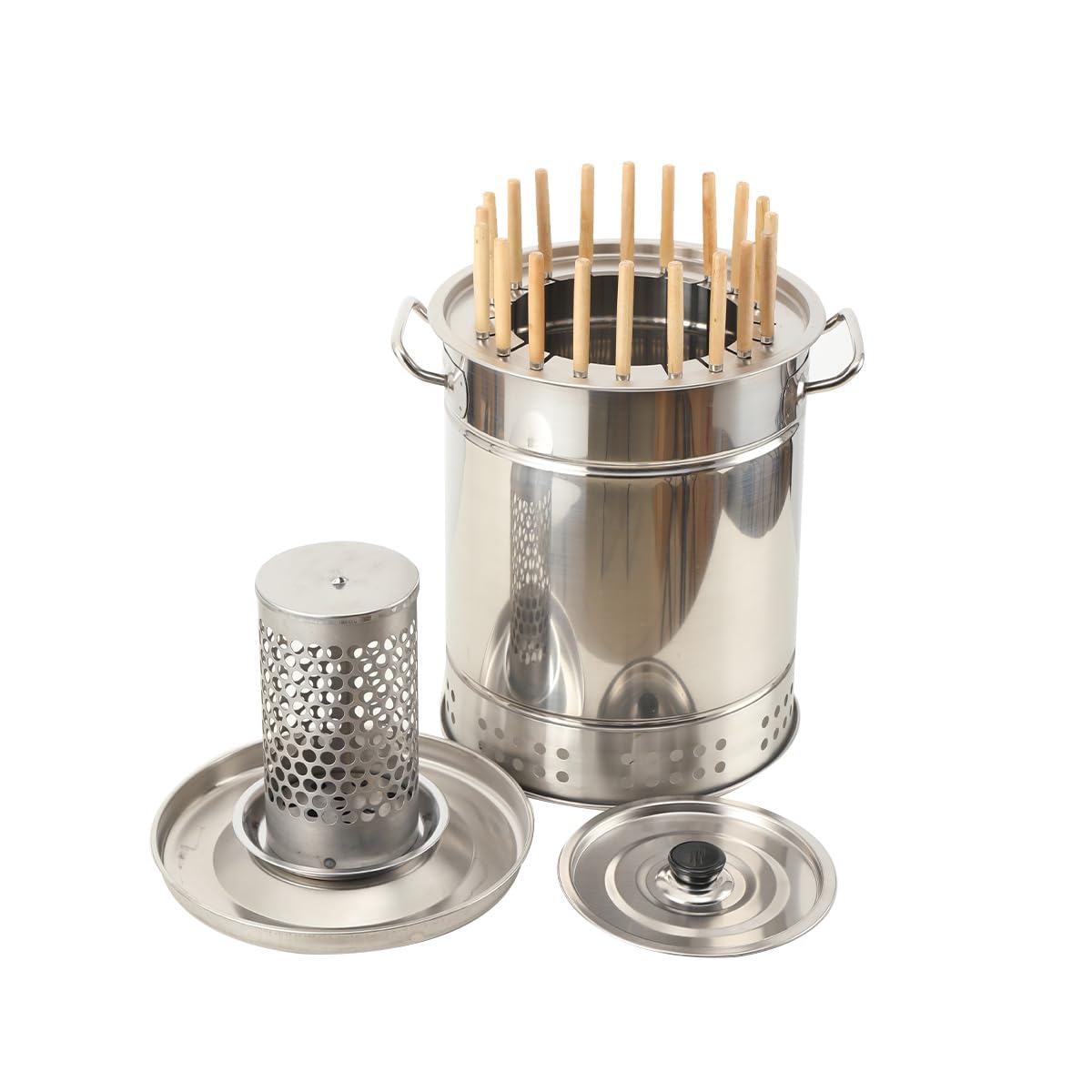 L-Home Barbecue Grill Bucket With 20 Skewers, 360° Roasting Smokeless Hanging Grill
