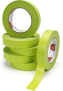 TAPEBEAR Grünes Malerkrepp 24 mm x 55 m 6 Rollen 21 Tage Rückstandsfrei Abziehbar Allesoberflächen Malerband Mittlere Haftung Innen Außen für scharfe Kanten Auto Wand Malerei und Kennzeichnung