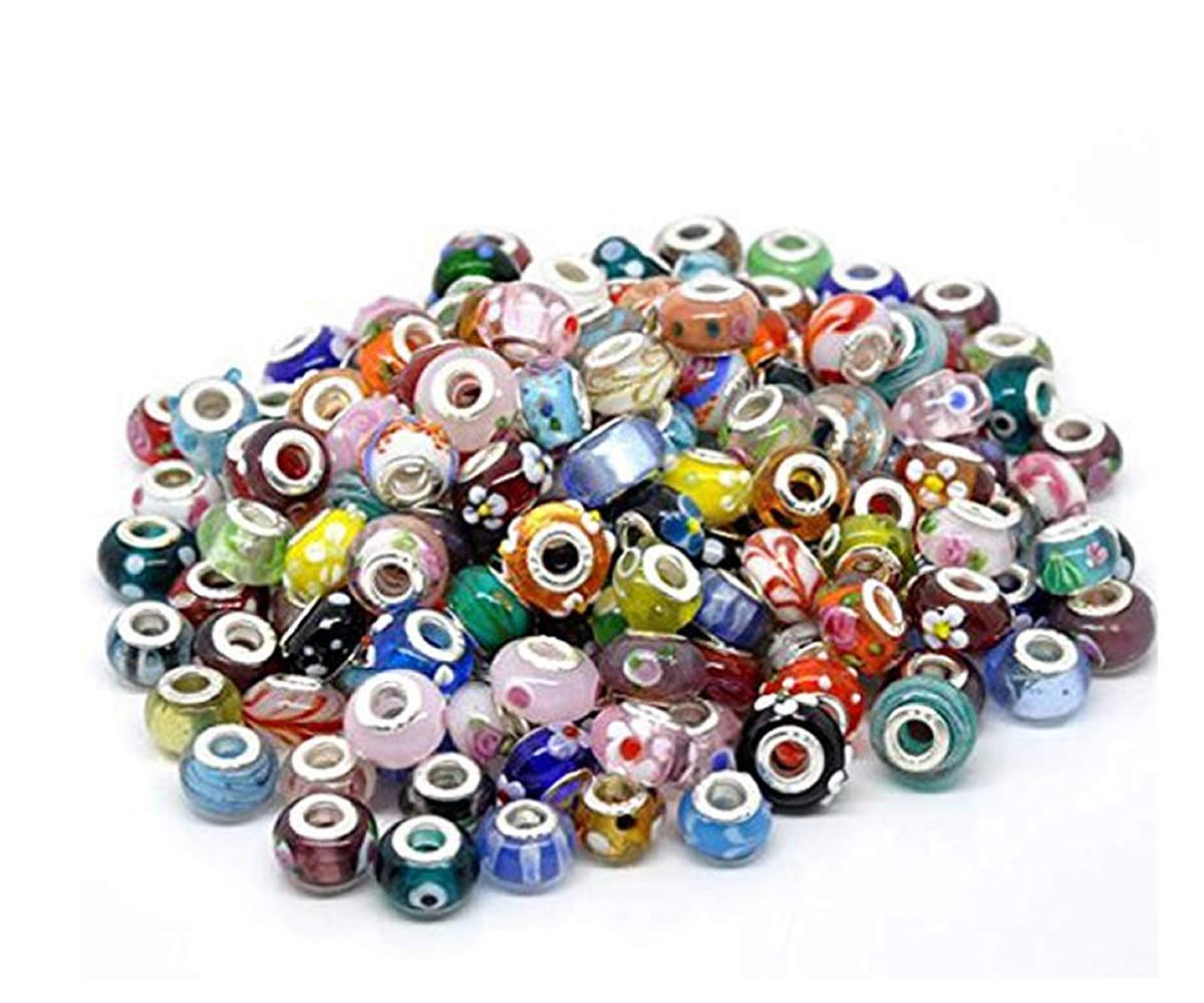 Sexy Sparkles Pack of 10 Beads You Choose Colors Glass Lampwork Murano Glass Beads for European Style Bracelets - ASSORTED