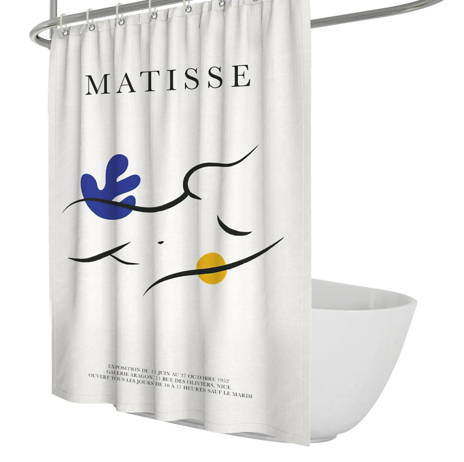 Ligne Abstraite Henri Matisse Rideau de Douche Nordique Moderne Tissu Lavable en Machine Rideau Multi Taille avec Crochets pour décor de Salle de Bain 180x200cm