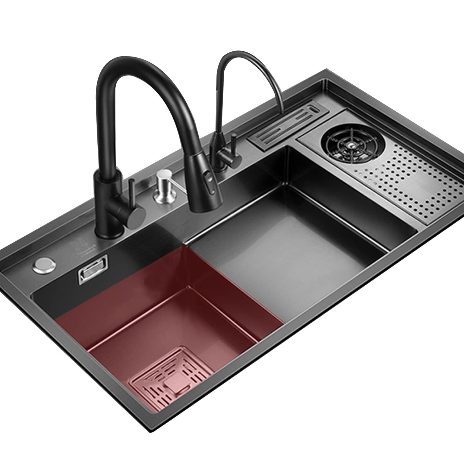 Buy Black Kitchen Sink Large Size Sink Stainless Steel Sink With Cup ...