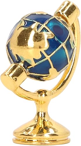 Keenso Globo de casa de muñecas 1:12, de metal, resistente, brillante, exquisito, casa de muñecas, modelo de globo en miniatura, muebles de estudio,