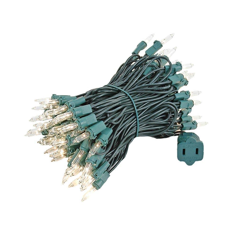 Novelty Lights 34 Feet 100 Bulbs Traditional Incandescent Mini Lights, Clear on Green Wire with 4" Spacing, Commercial Grade and UL Listed for Indoor/Outdoor Use, End-to-End Connectable