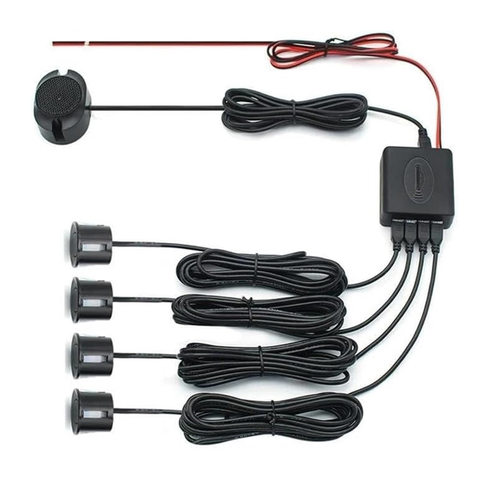 Radar Recul pour Voiture 4 Buzzers Capteur Stationnement 22 Mm Détecteur D'alerte Sonore 12 V Système De Radar De Recul(Argent)