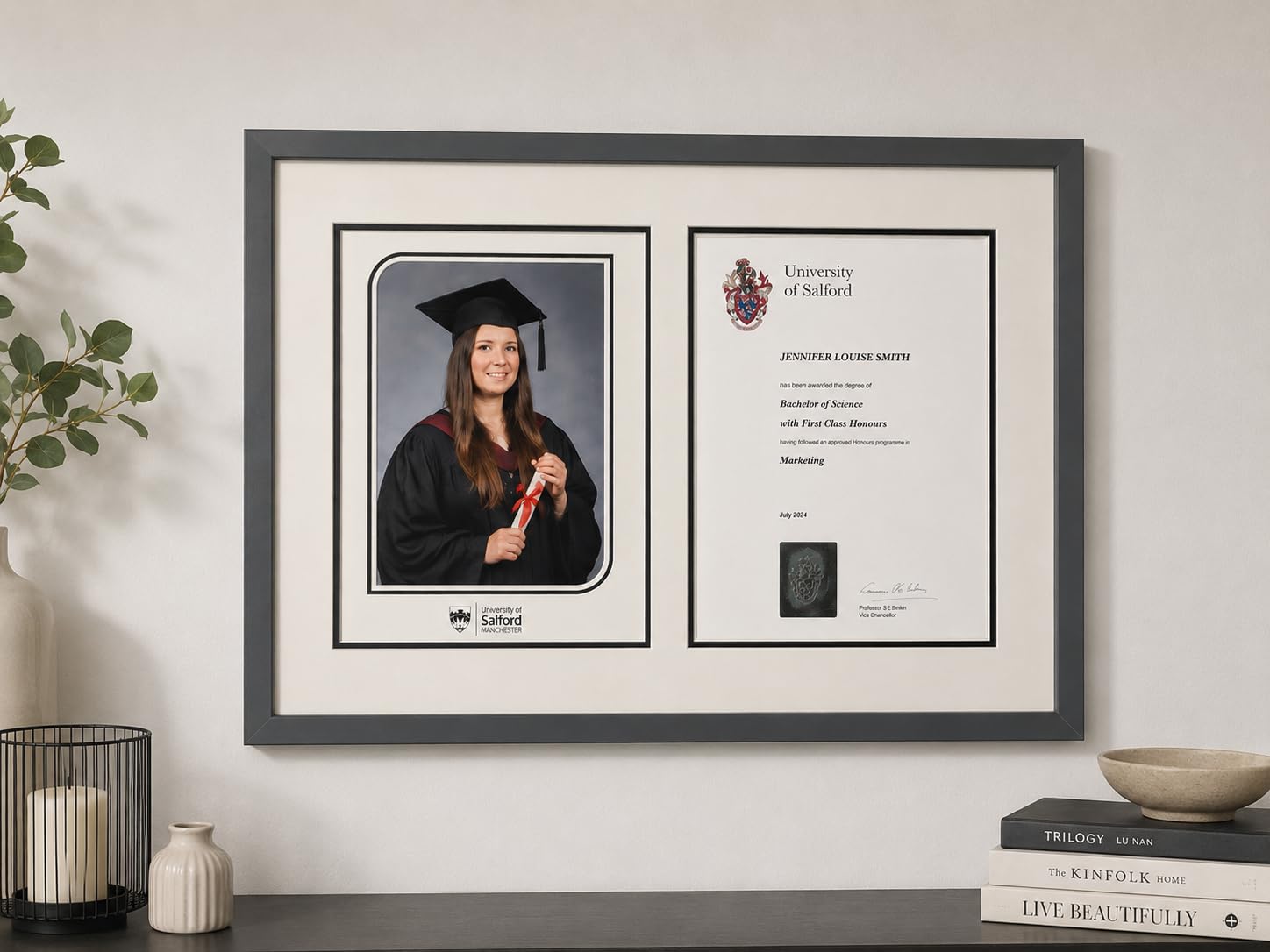 Graphite Wooden Graduation Certificate & A4 Photo Frame