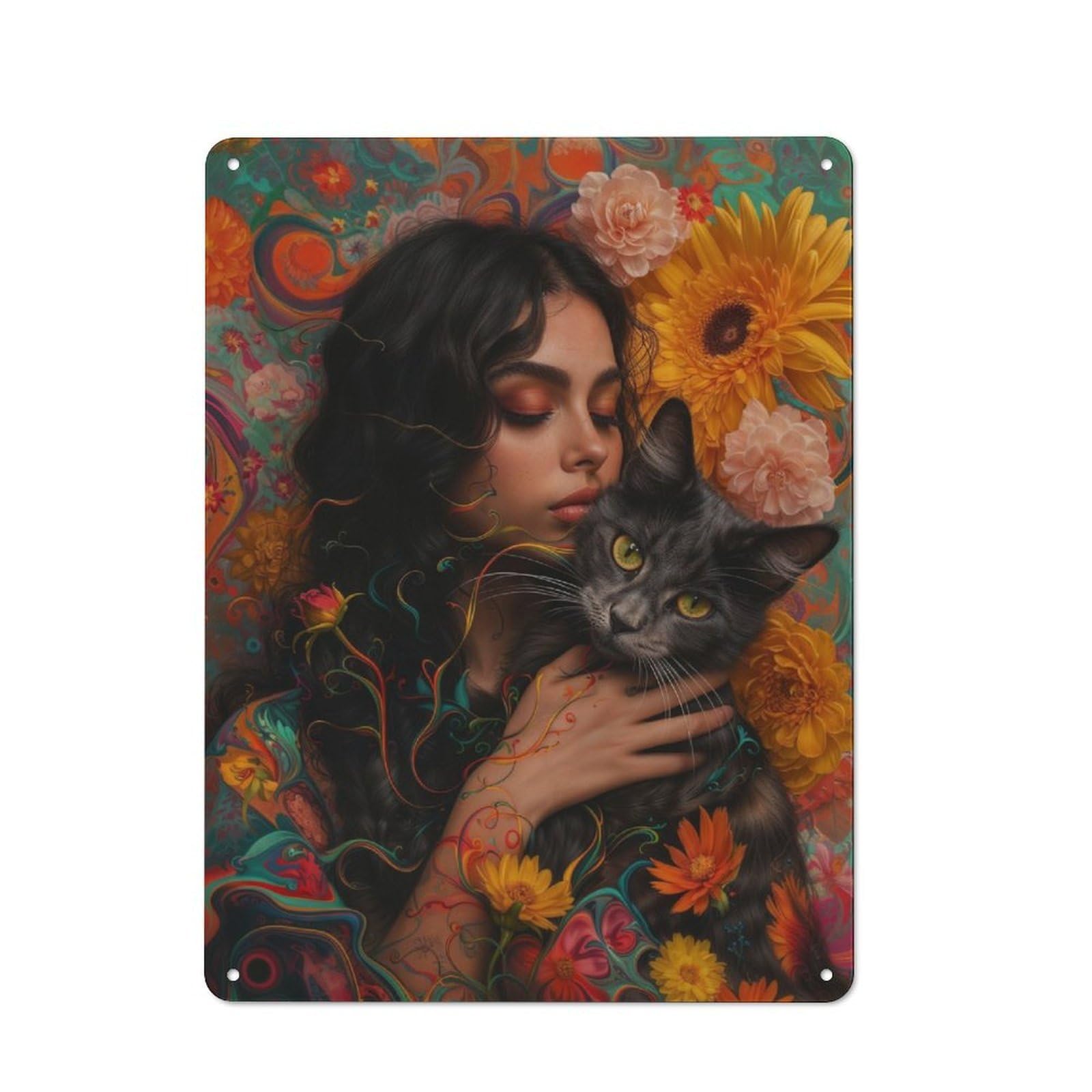 Junmoney Floral Embrace Retro-Style Metal Wall Sign 40X30cm For Pub Or Café, A New Home Present For Hospitality Wall Decor Collectors