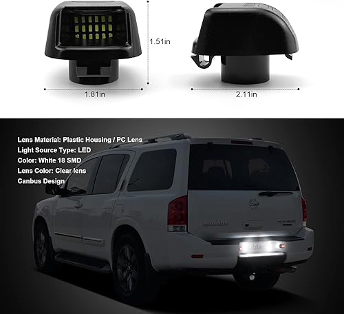 Miniatura 4 de Tubo de neón OLED LED para placa de matrícula de repuesto para camioneta Nissan Frontier Titan Xterra Armada Suzuki Equatorx, paquete de 2