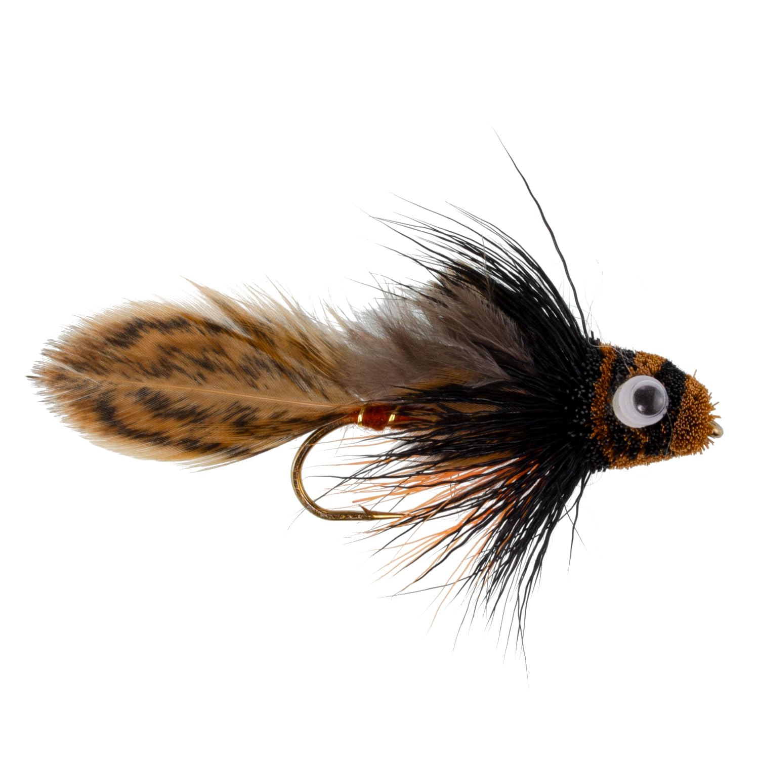 The Fly Fishing Place Big Eye Sculpin Streamer Flies - Set of 4 Bass and Trout Fly Fishing Flies - Hook Size 2