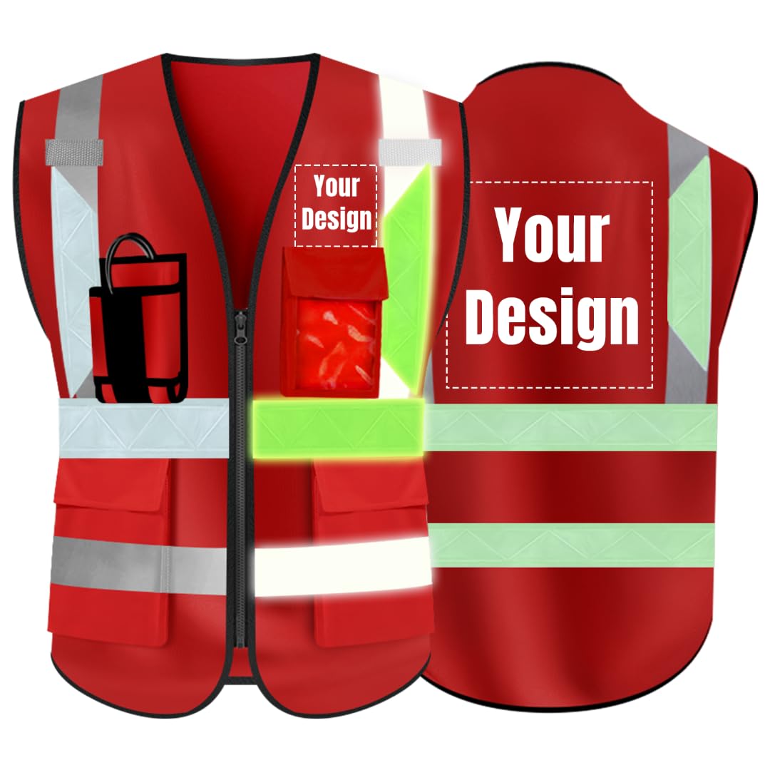 YOWESHOP High Visibility Reflective Safety Vest Customize Logo Outdoor Team Work Uniform