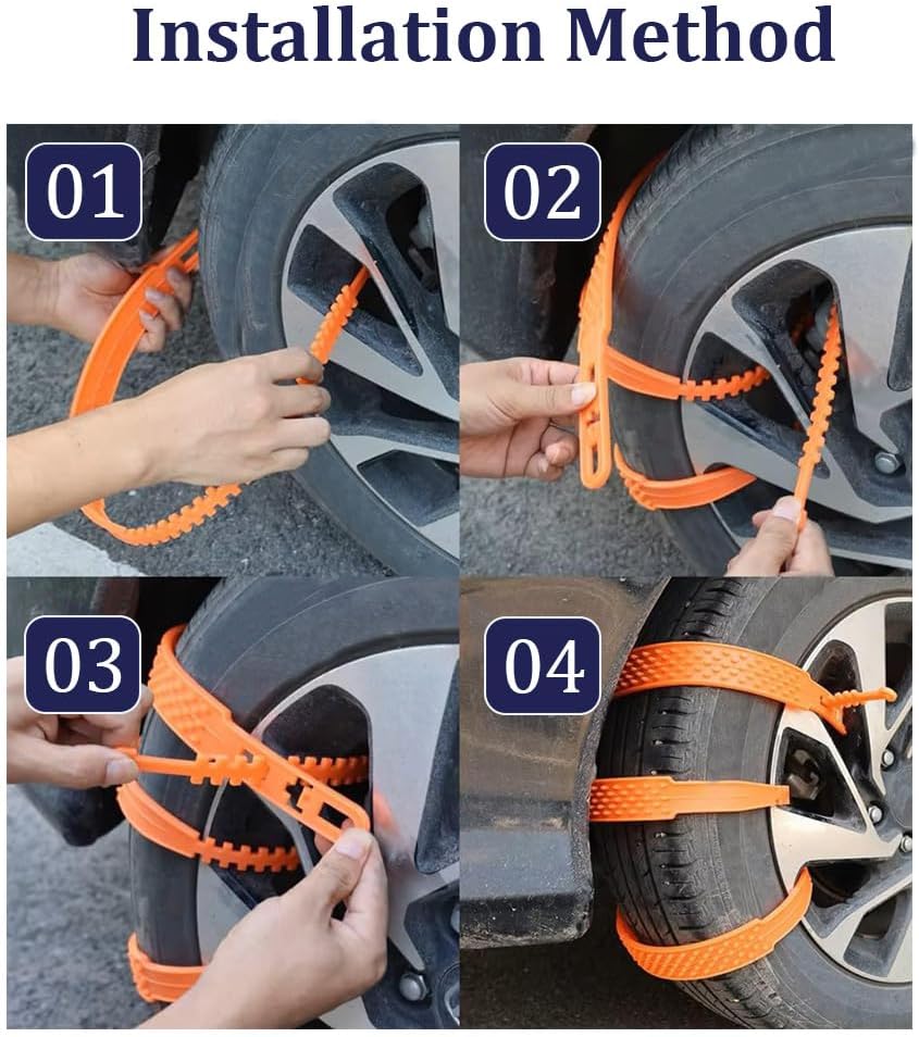 Snow Chains for Geely Xingyue/Geely Tugella, Anti-Skid Snow Tire Chains, Portable Emergency Winter Tire Traction Chain, Reusable Tire-Chains, Easy Installation Design,A black-10PCS