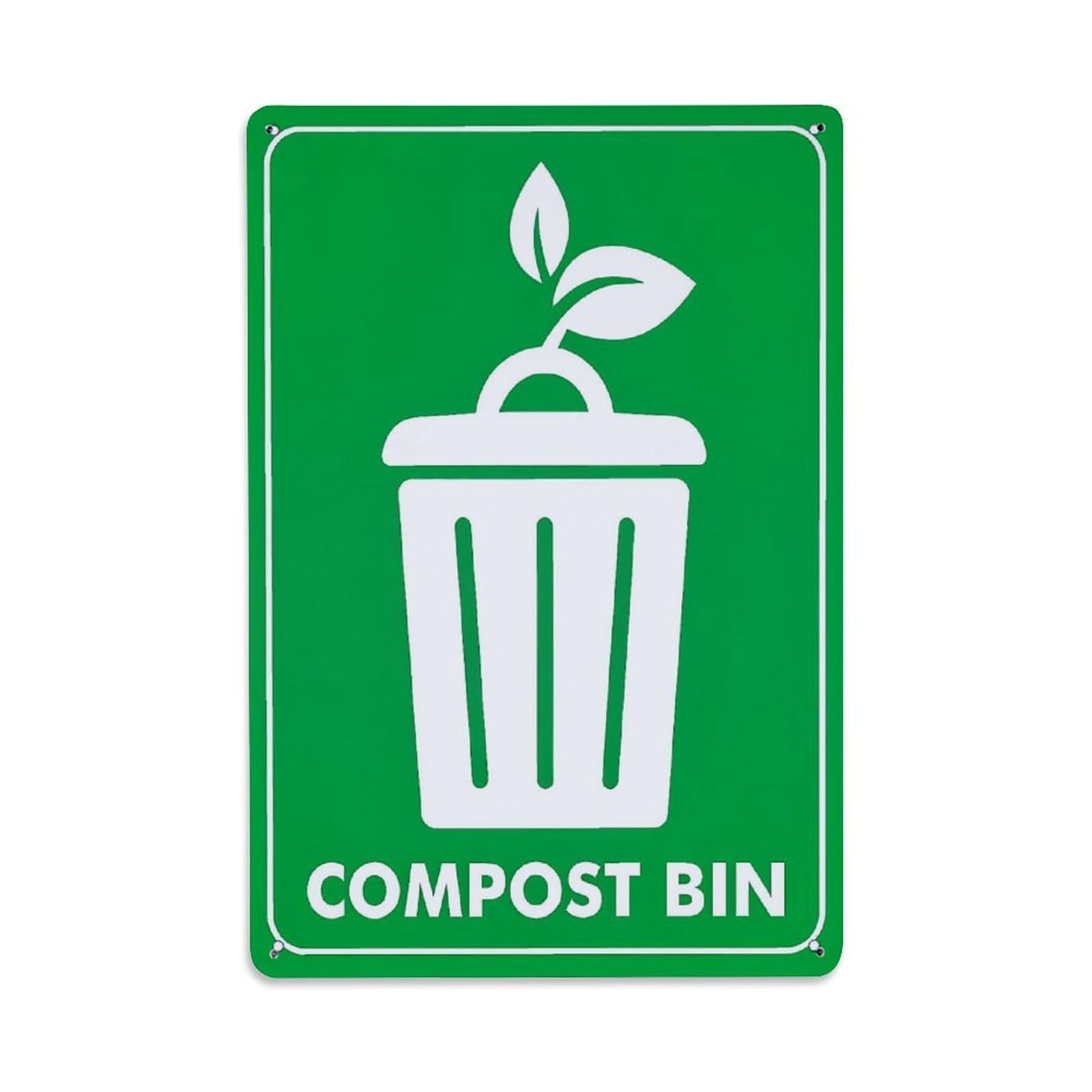 Jdfenggu Vintage Compost Bin Sign Green White Retro Metal Tin Sign, Decor Art Poster For Bar, Home, Man Cave, Kitchen, Laundry Room Gift 8X12inch