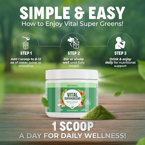 Miniatura 6 de Vital Greens Superfood Powder - Nueva fórmula con más de 40 superalimentos en polvo de bebida verde diaria con probióticos - Supergreens para