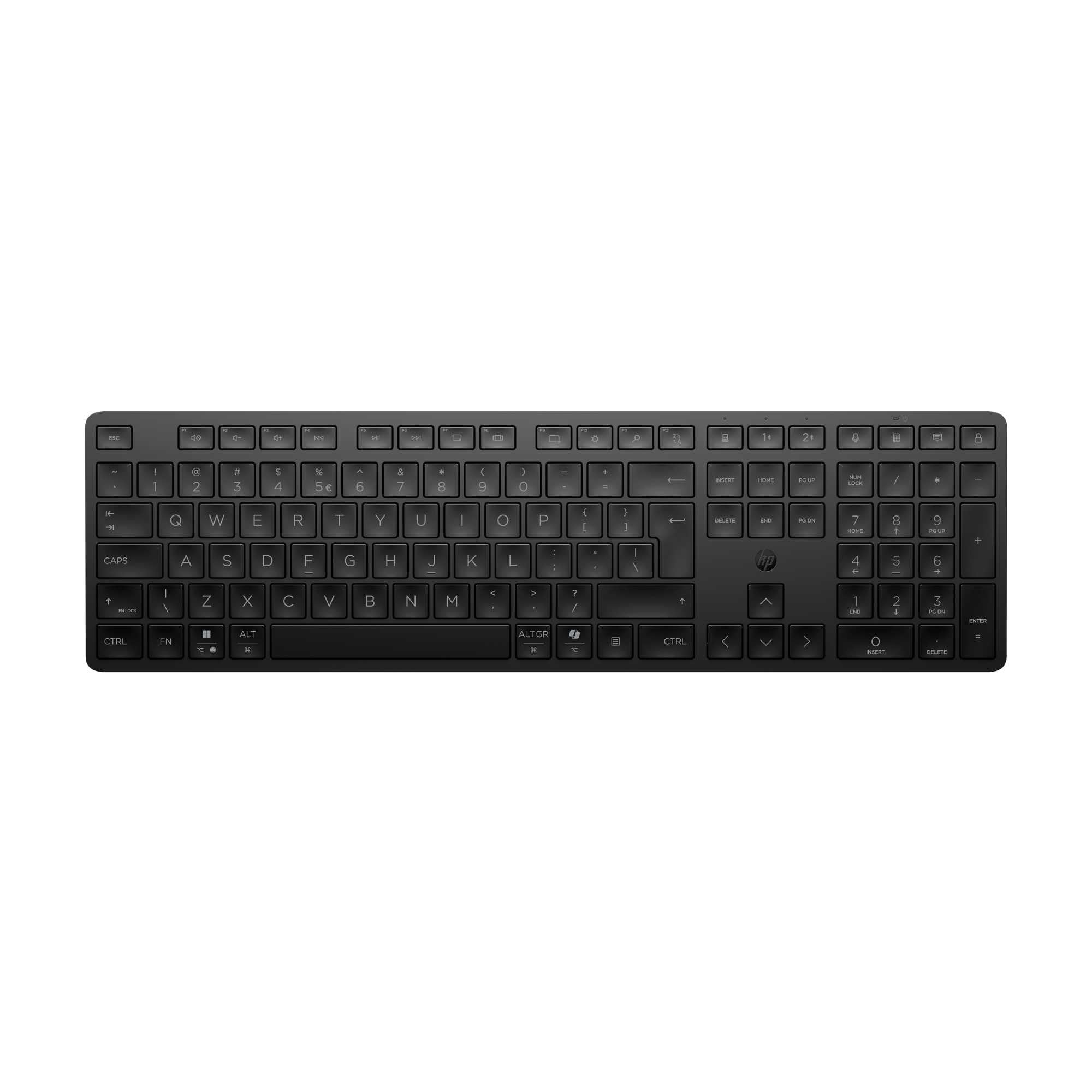 HP 490K Teclado Inalámbrico Multidispositivo con Conexión Bluetooth y USB, Teclas Silenciosas y Programables, 22 Teclas, Tecla Copilot, Compatible Windows, macOS, iOS y Android, QWERTY Español, Negro Recycled Content Certification for Electrical and Electronic Equipment