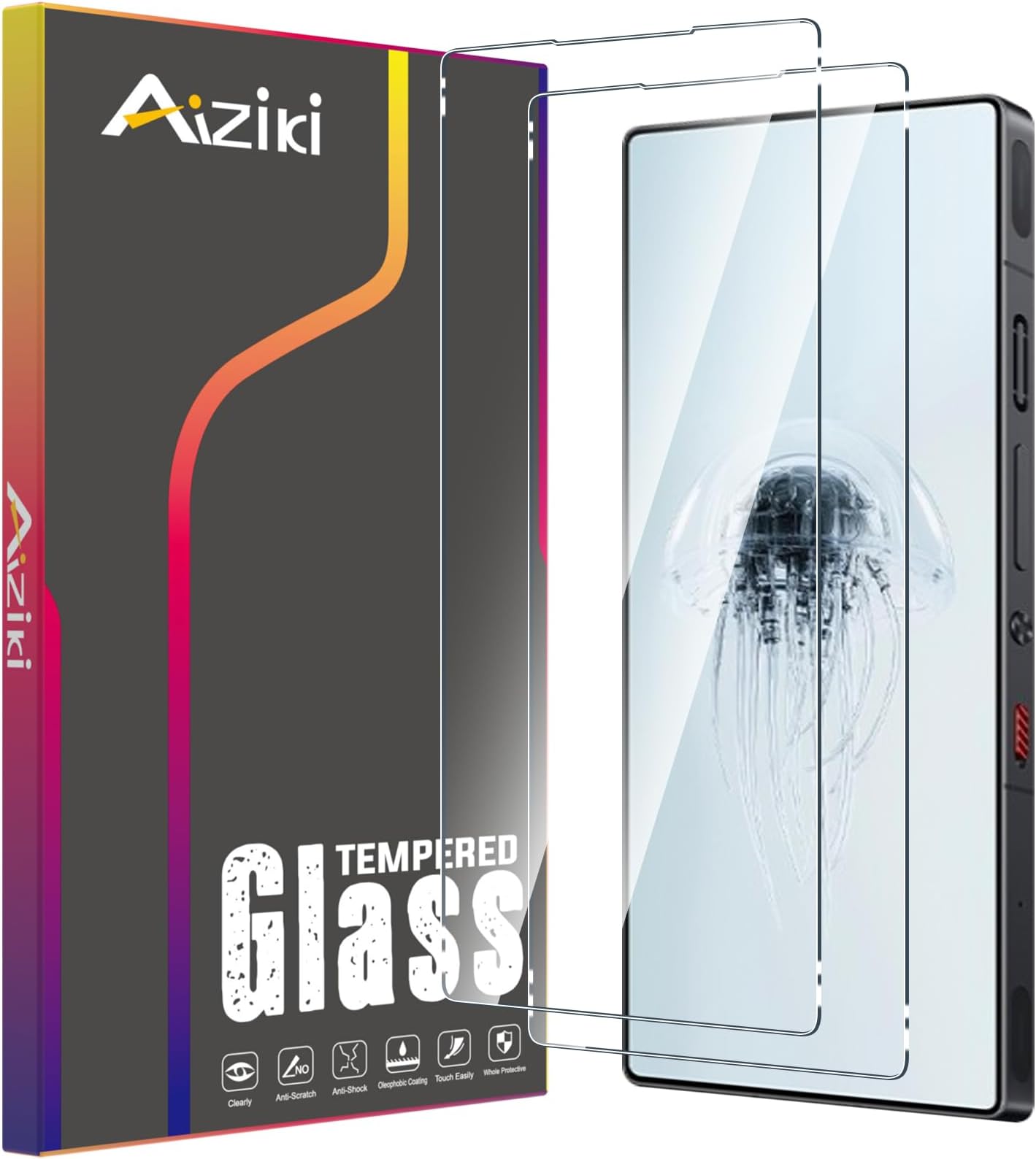 (2 Pack Designed for RedMagic 10 Pro Plus Screen Protector Tempered Glass, Ultra Resistant, 9H Hardness Shatterproof, Bubble Free for Red Magic 10 Pro Plus Screen Protector
