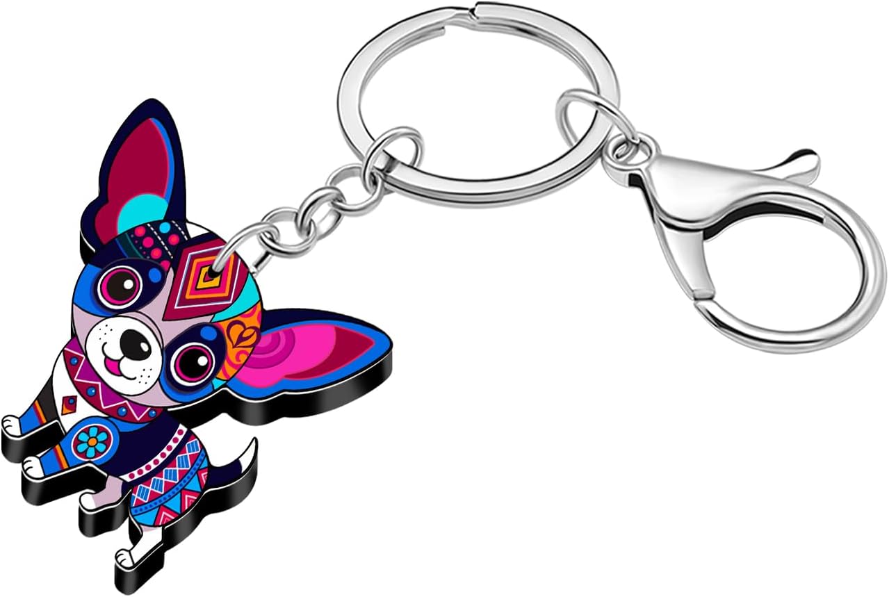 DUOWEI Acrylic Cute Boho Chihuahua Gifts Puppy Keychain Keyring Dog Mom Gifts for Women Girls Dog Lovers Car Keys Accessories - Image 3