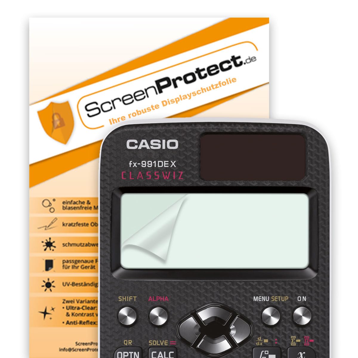 Casio FX-991 DE X Rechner mit Tasche, Folie, Fachbuch und Zirkel Set (Schwarz)