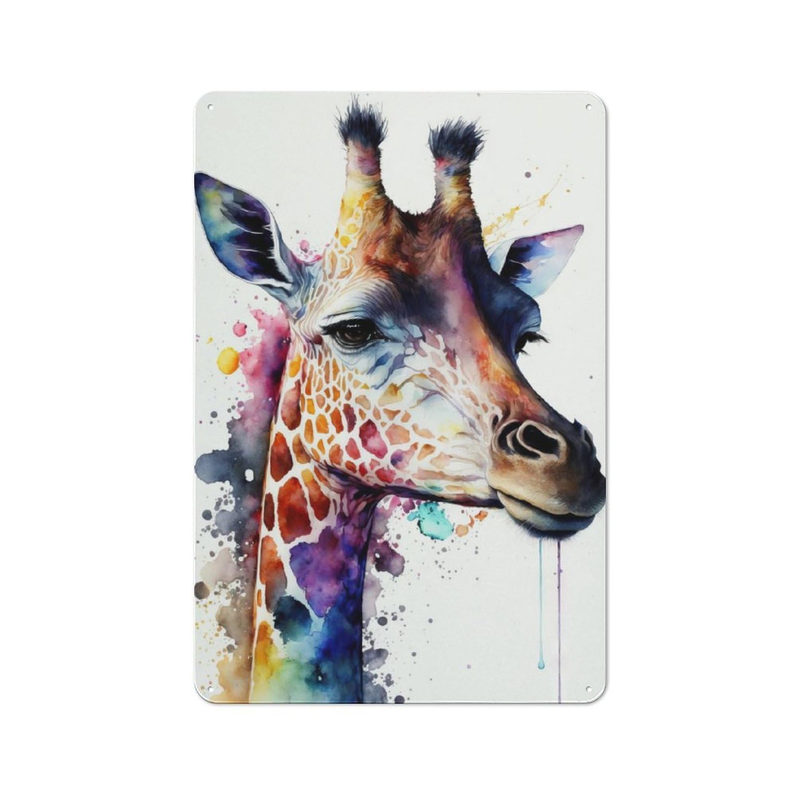 Junmoney Giraffe Watercolor Retro Vintage Tin Sign 30X20cm, Cafe Wall Decor For Kitchen, Cafe, Pantry Or Dining Room