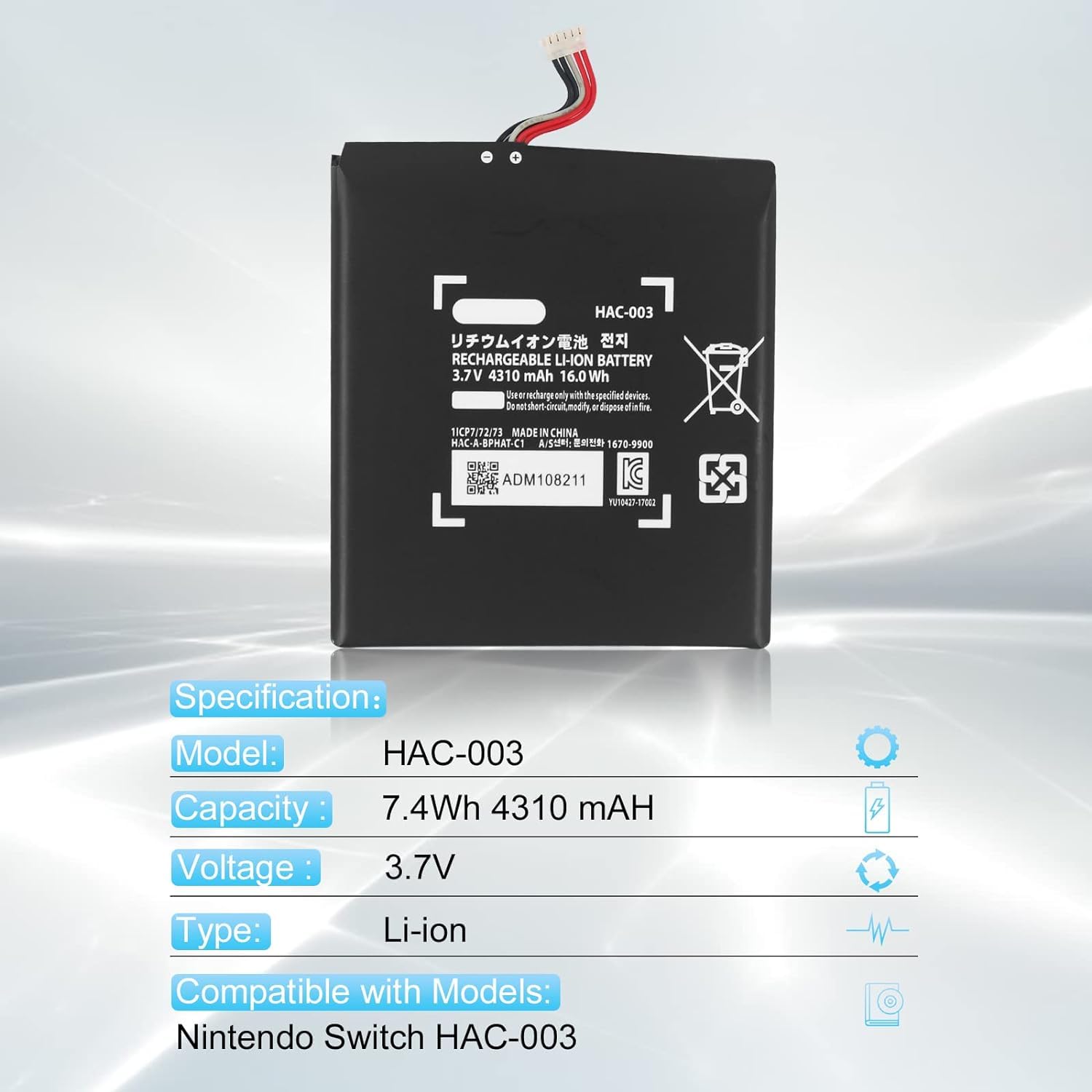 HAC-003 Batteria di ricambio per Nintendo Switch 2017 Console Game Console Handhold HAC-001 4310mAh HAC-003 Kit di riparazione batteria
