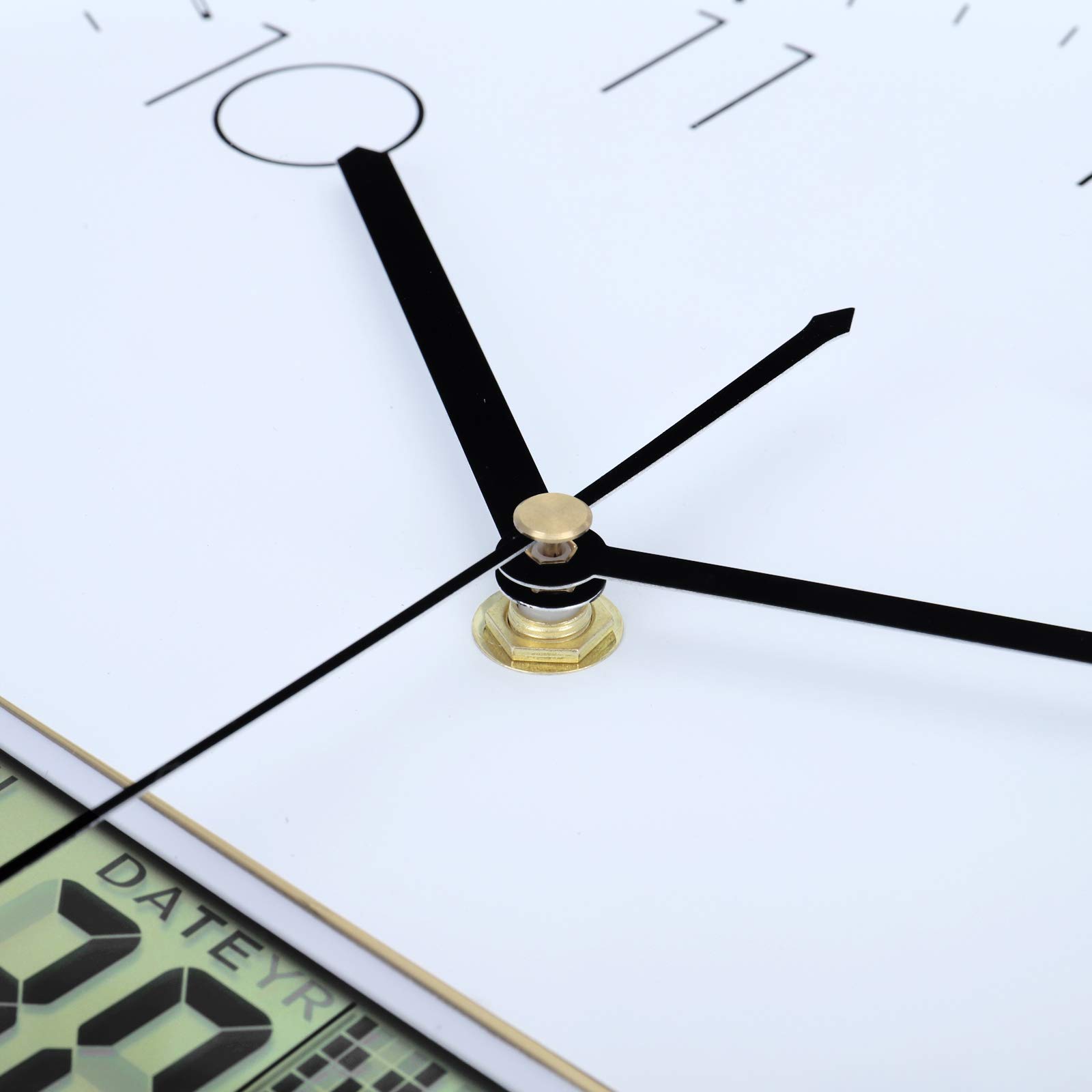 Lafocuse Modern 12" Silver Wall Clock with Date and Day of Week Battery