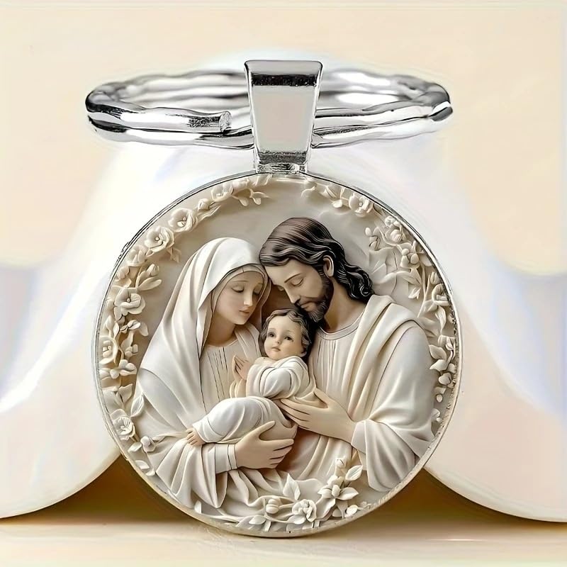 8pcs Nativity Scene Keychain for Baptism, Wedding Favors, First Communion Gifts, Catholic Donations, and Religious Party Souvenirs