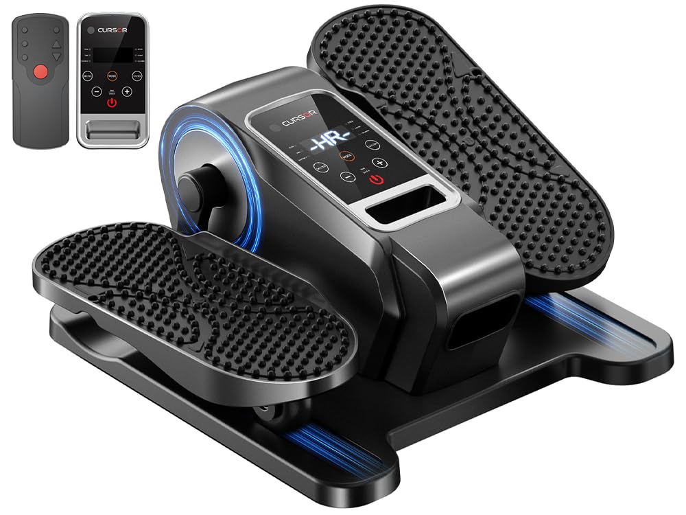 Under Desk Elliptical Machine, Electric Seated Pedal Exerciser, Mini Elliptical Leg Exerciser with Remoter, 12 Level Speeds, Forward & Reverse Direction, Manual & Auto Mode for Home Office