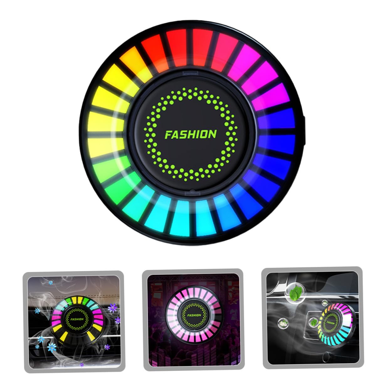Amosfun 4 Pezzi Diffusore Profumo per Auto con Illuminazione Rgb LED Clip con Modalità Luce Atmosfera Personalizzabile per Interni Auto Accessorio Pratico e Facile da Installare