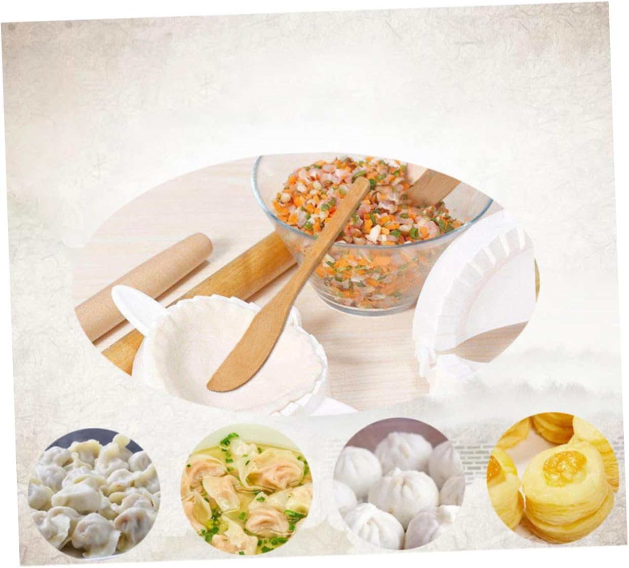 Bamboo Dumpling Filling Spoon Set, 10 Pcs Khaki Kitchen Tool