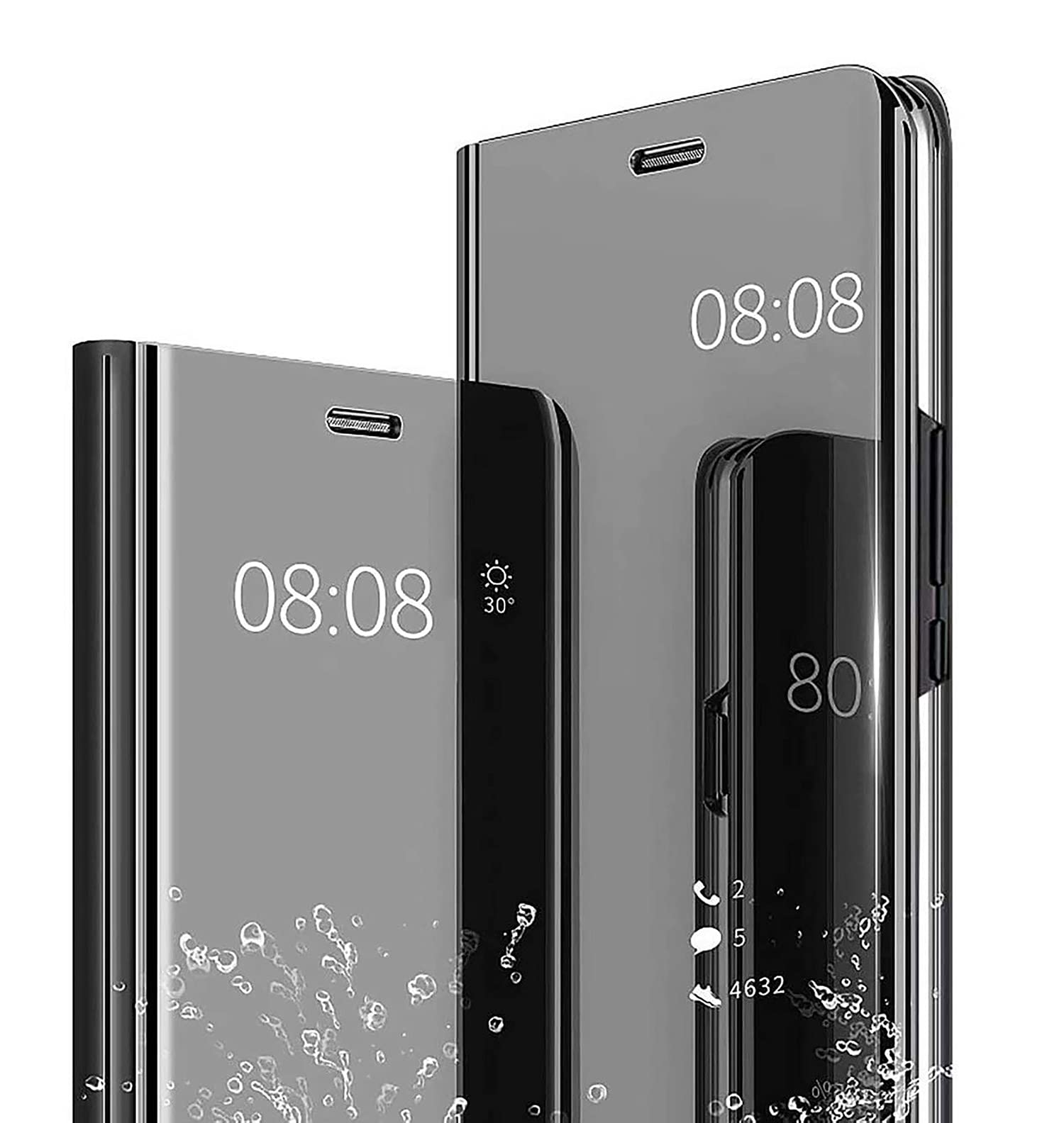 WBWONE Clear Smart View Cover per Honor 90 Lite, Standing Mirror Flip Folio Custodia Protettiva Bumper, Luxury Specchio Libro Case con Supporto Pieghevole. Oro Rosa