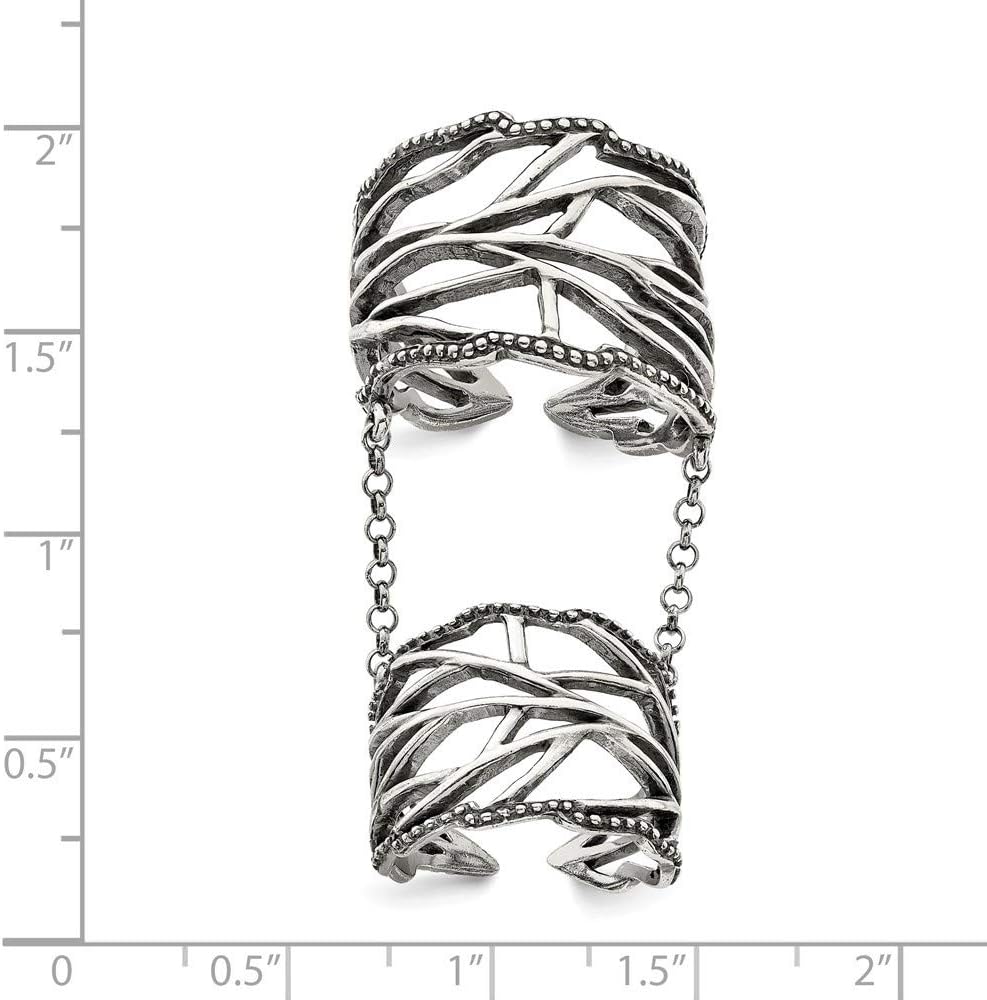 JewelryWeb - 925 Sterling Silver Oxidized Full Finger Ring - Adjustable Sterling Silver Rings for Women - Boho Jewelry- Handmade Wrap Ring - Image 2