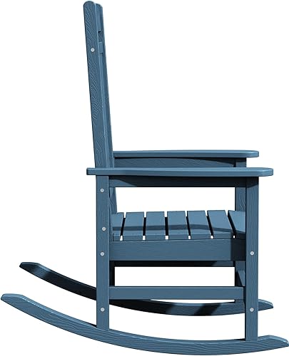 Vista 11 de Kingyes Mecedoras de polietileno de alta densidad para exteriores, sillas mecedoras para patio, deck, soportan hasta 330 libras, azul Azul marino
