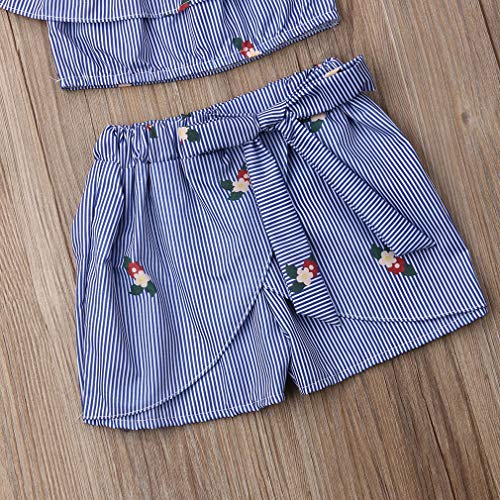 Gaono azul Conjunto de 2 peças de roupas infantis para bebês meninas com ombros de fora e calça saia