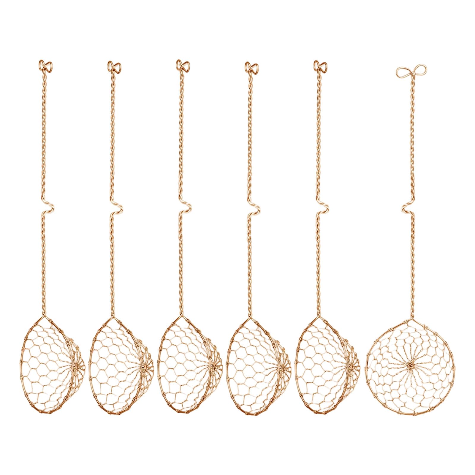 Pangboer Brass Of 6 Multipurpose Nonrust Steel Scoops Handcrafted Meshes Ergonomic Nonslip Handle And Hook Included Nonrust Steel Strainer Kitchen Tool Strainer Sturdy