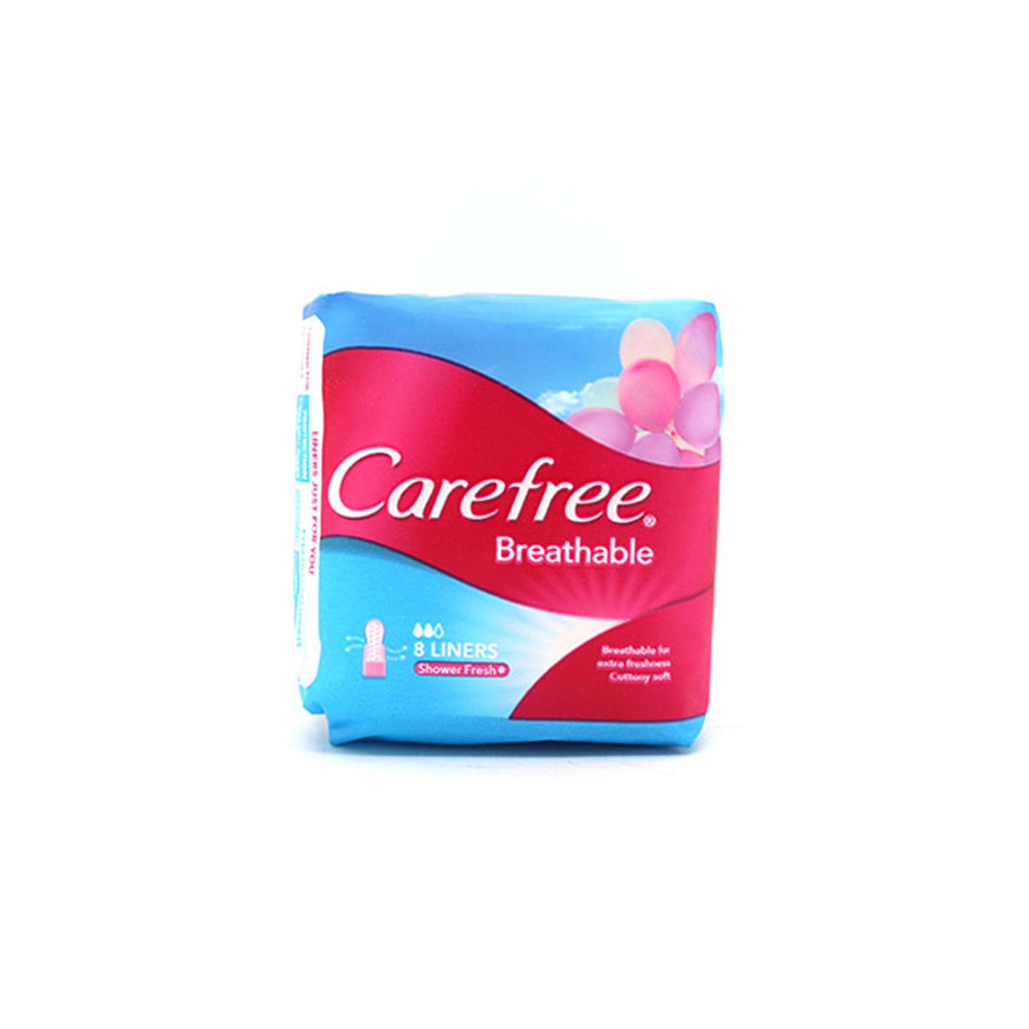 Carefree Breathable Panty Liners - Cottony Soft - Breathable For Extra Freshness - Shower Fresh Scent - 8 Liners
