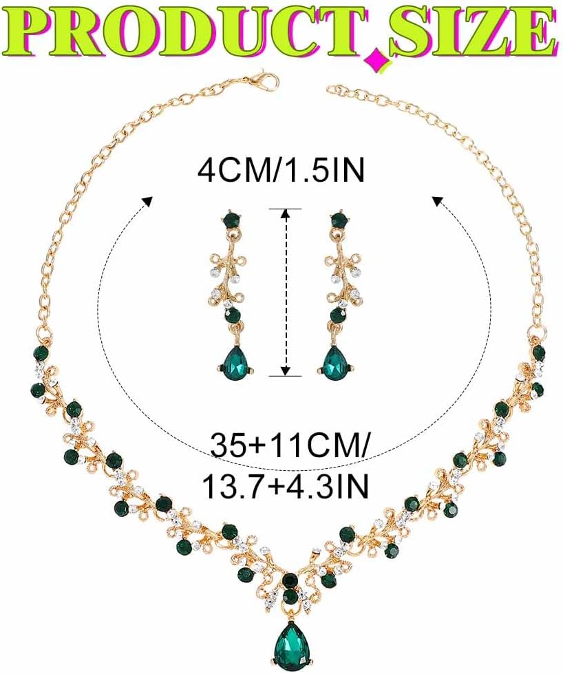 JAKAWIN Black Rhinestone Jewelry Set Formal Necklace Earrings Set for Women (3 Black) - Image 5