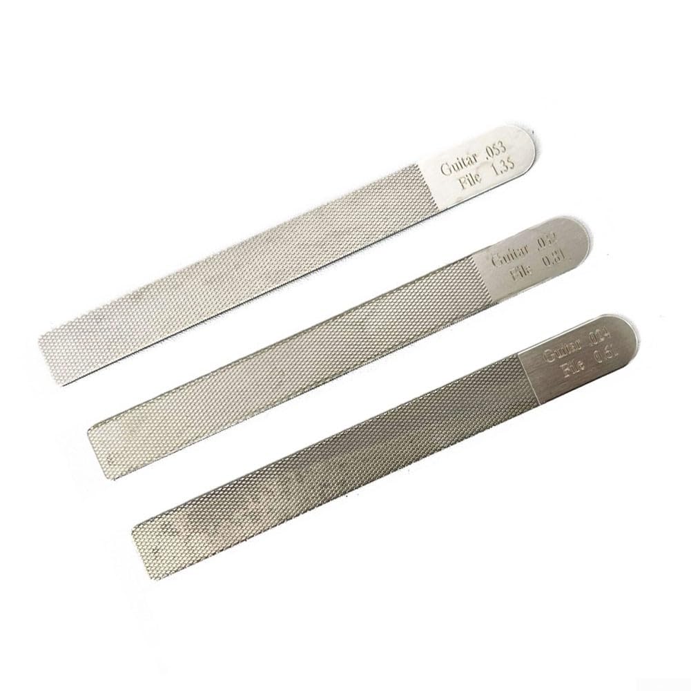 Juego de 3 limas de tuerca de guitarra, kit de reparación de guitarra de acero inoxidable, kit de reparación de limas de traste de guitarra para la mayoría de guitarristas, luthiers, bajistas
