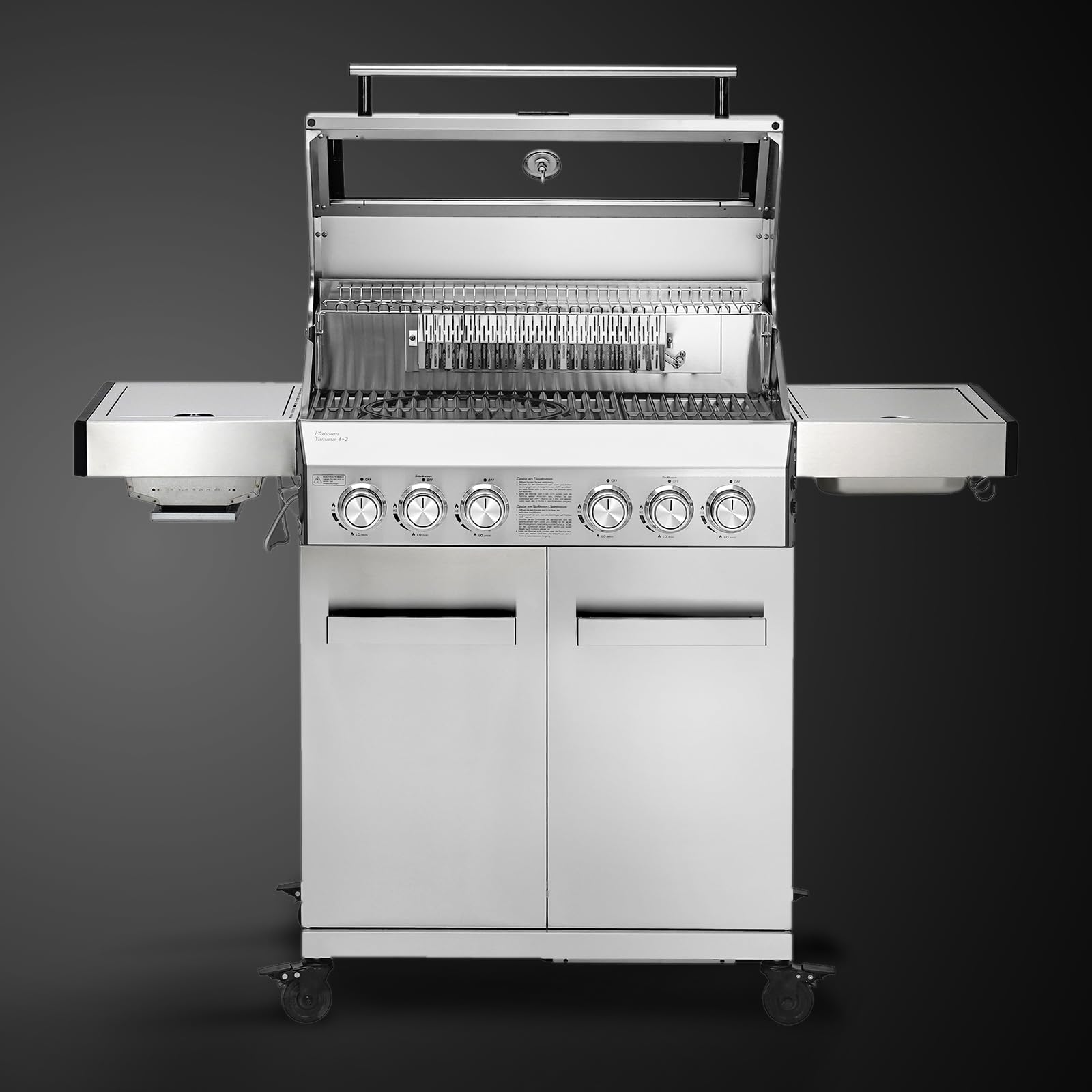 TAINO PLATINUM YAMARA 4+2 Gasgrill Edelstahl 4 Brenner Keramik Sear-Burner Keramik Backburner Piezo-Zündung Grillrost gusseisern