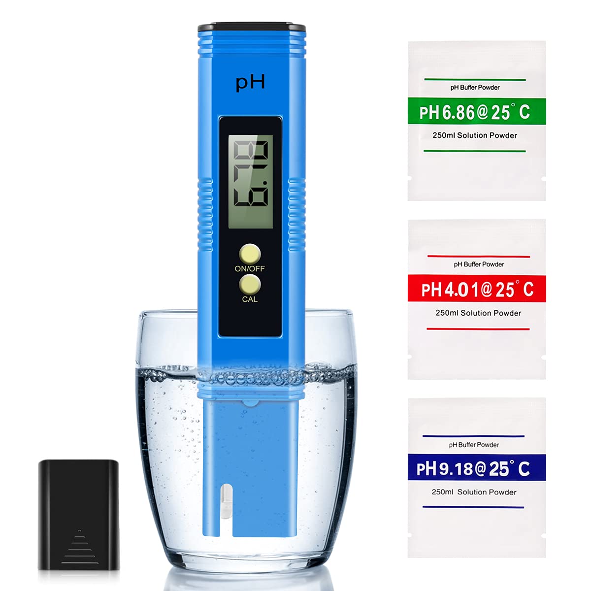 Digital PH Meter, PH Tester for Water, PH Meter 0.01PH High-Precision Water Quality Tester w/ ATC, 0-14PH Measurement Range, for Swimming Pools, Drinking Water, Aquariums, Hydroponics (Blue)