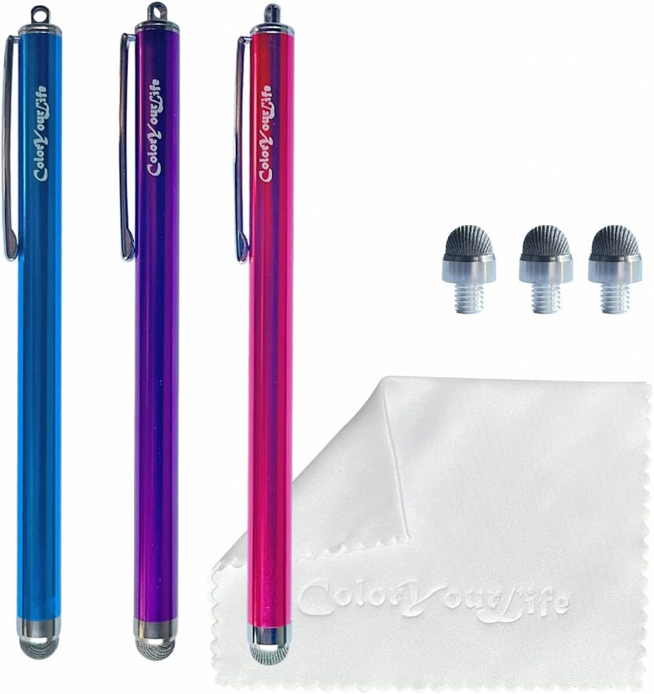 3-Pack Micro-Knit Mesh Tip Capacitive Stylus Pens for Touch
