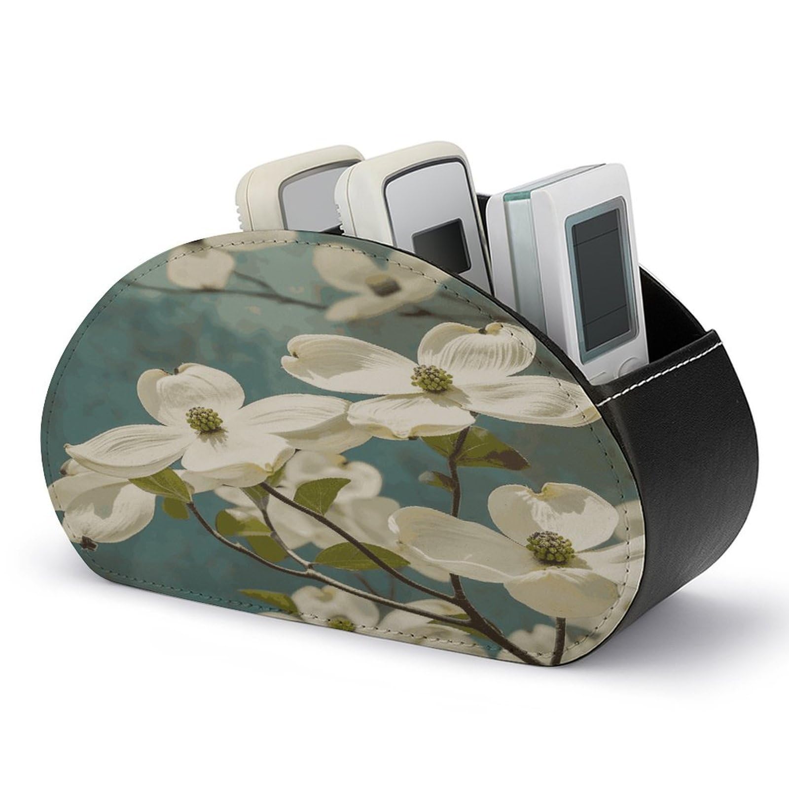Btcowzrv Style Spring Dogwood Blossoms Remote Control Holder With 5 Compartments