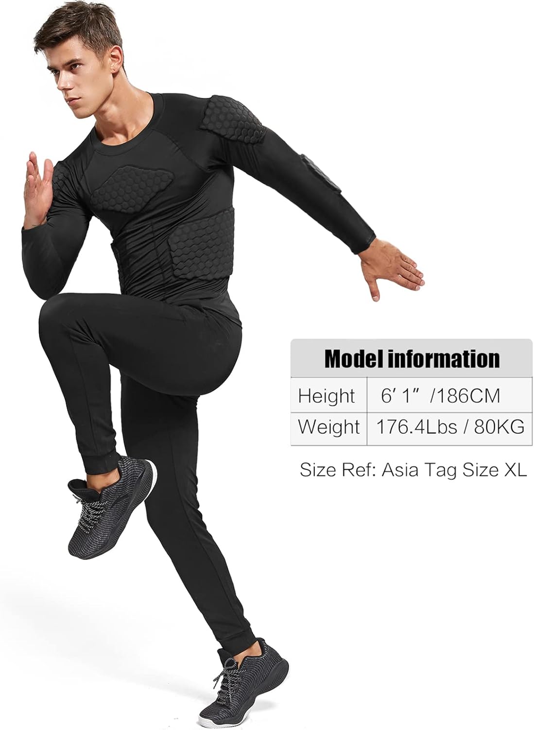 Zicac Men's Sports Shock Rash Guard Compression Padded Shirt Soccer Basketball Protective Gear Chest Rib Guards