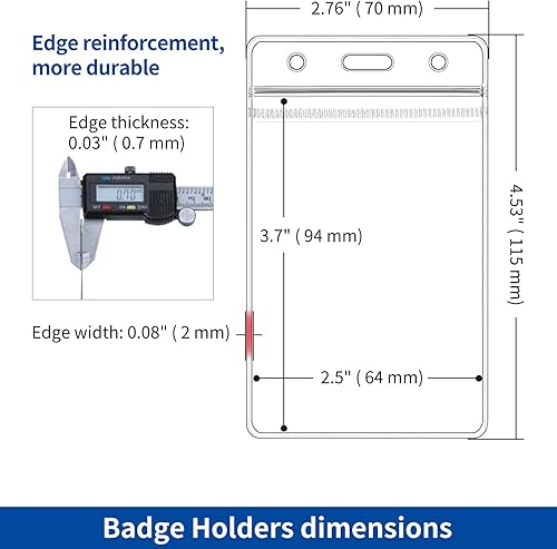 Miniatura 2 de Paquete de 50 soportes verticales para tarjetas de identificación, funda de plástico transparente para tarjetas de trabajo, protector de cubierta