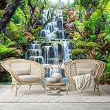 Paisaje de cascada, jardín tropical de varios niveles, murales de pared de tamaño personalizado, papel tapiz fotográfico grande extraíble para sala de estar, dormitorio, oficina, revestimiento de