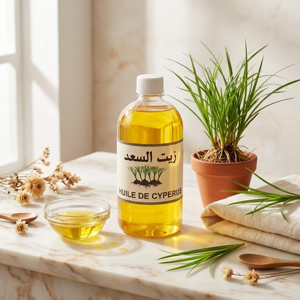 Huile de Souchet (Cyperus) – 100% Naturelle – Soin Beauté, Cheveux & Peau – 1 Litre