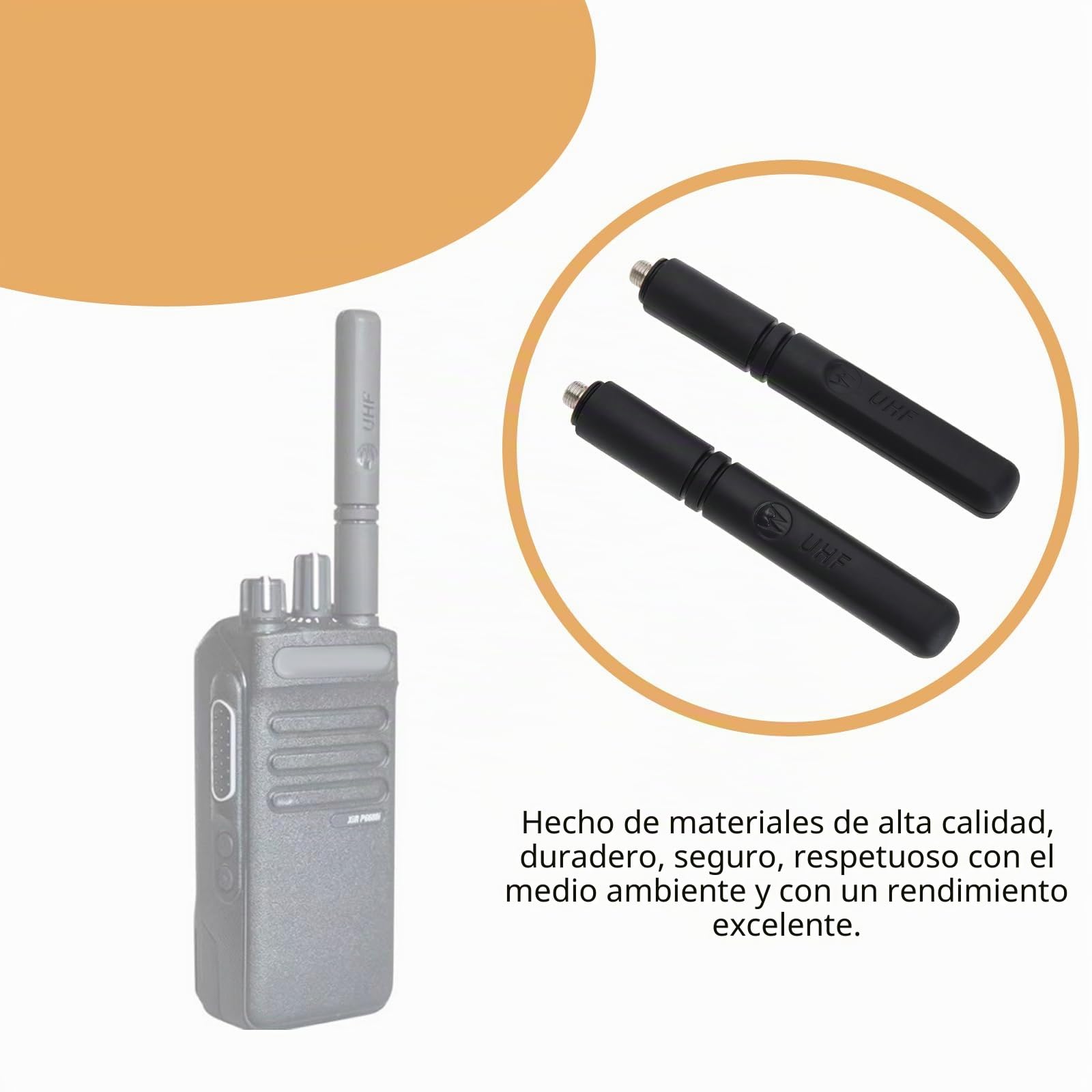 Kit 2 Antenne Corte Per Motorola XPR3300 / DP4000 / DP2400 | UHF 403-527MHz, SMA, 18dBi, 10W | Ricambio Compact - 2