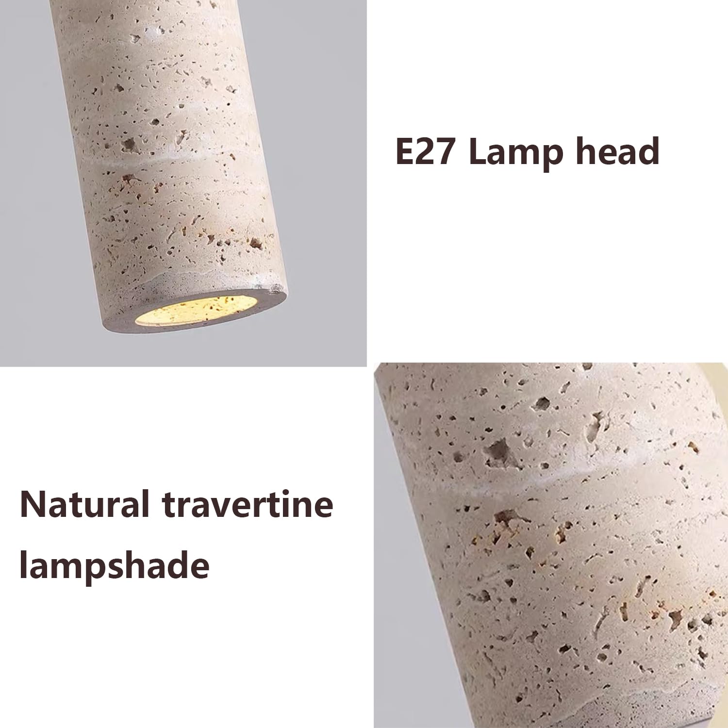 Lampada a sospensione in pietra di travertino a