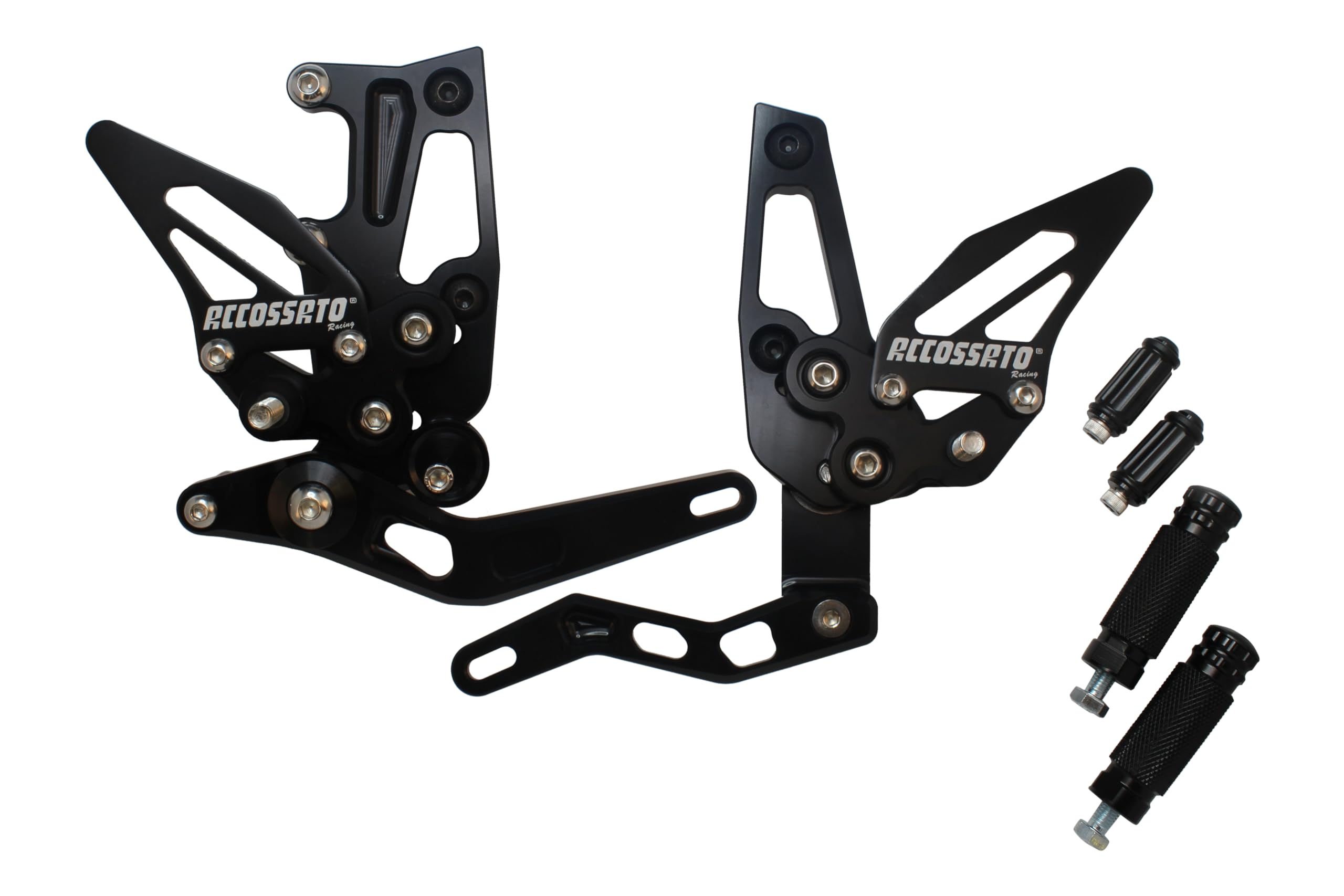 Pedane regolabili Street Racing Accossato nere per Triumph Speed Triple 1050 dal 2011 al 2014 (CC 1050)